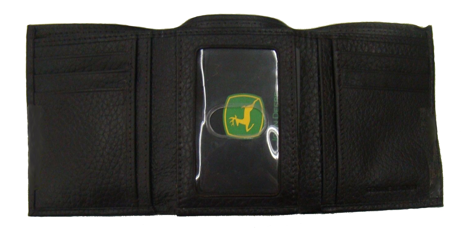 Men's John Deere Black or Brown Leather Trifold Wallet